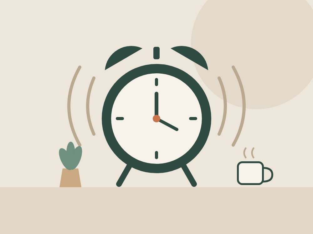 Ilustração de um despertador tocando